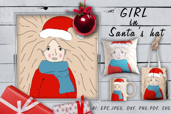 A Girl in a Christmas Hat SVG: A Festive Graphics Addition