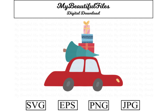 Christmas Car with Tree Clipart Design Review