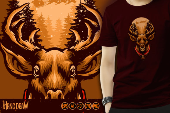 Christmas Deer Head Outdoor: A Versatile Graphic for Handmade Creations