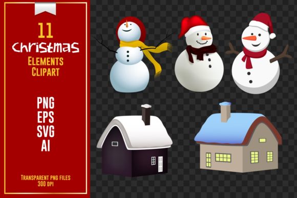 Christmas Elements Vector Set for Embroidery