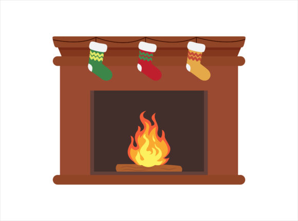 Christmas Fireplace Vector for Embroidery