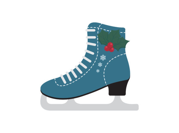 Christmas Ice Skate Shoes Illustration: A Festive Graphics Asset