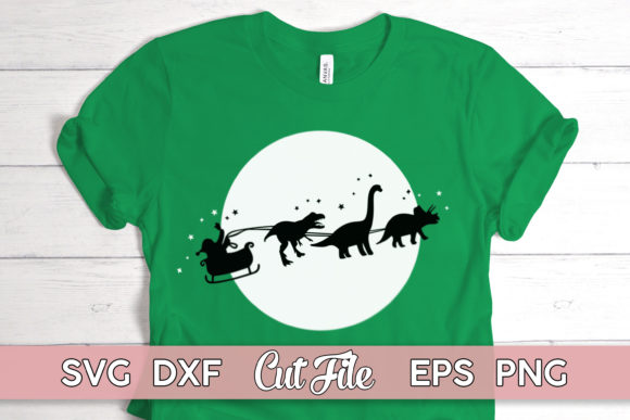 Christmas Sleigh Dinosaur Cut File: A Festive Graphics Gem