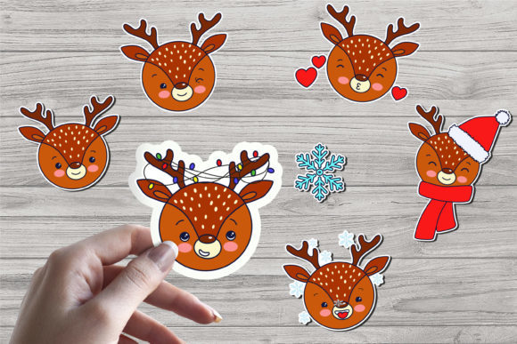 Cute Christmas Deer Stickers: Perfect Graphics for Handmade Projects