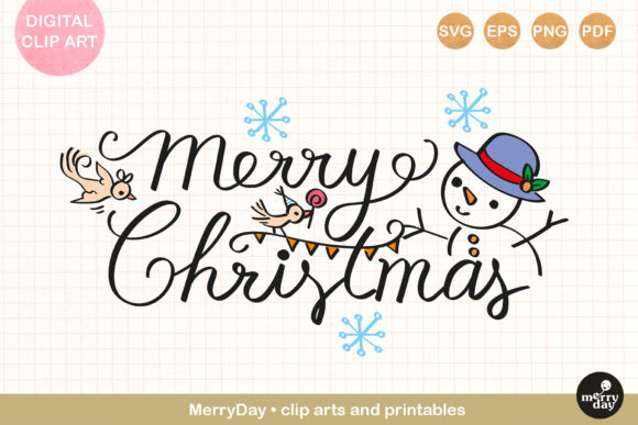 Merry Christmas Lettering Snowman: A Charming Graphics Asset